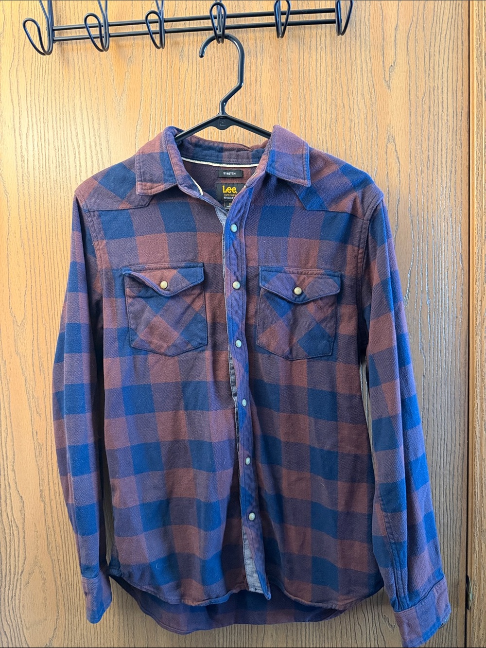 Lee Blue and Brown Plaid Button-Down Shirt